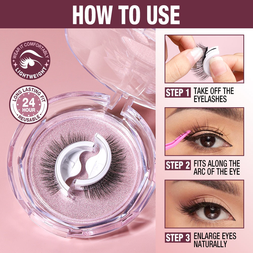 Self-applying and reusable eyelashes